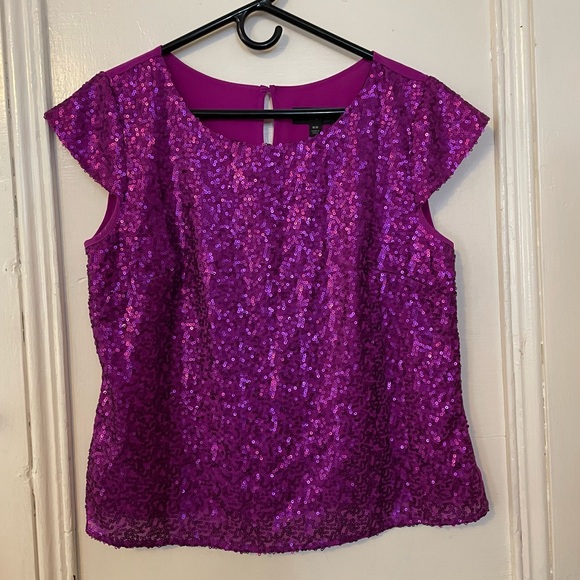 Mossimo Purple/Pink/Magenta Sequined Top Size Medium — Very cute! - Picture 3 of 8